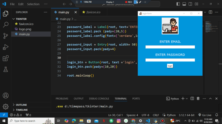 login form using tkinter